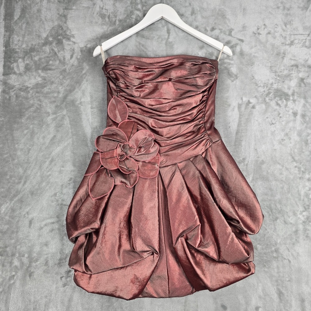 Jessica‎ McClintock Metallic Copper Foil Bubble Mini Dress 12 Y2K Retro
